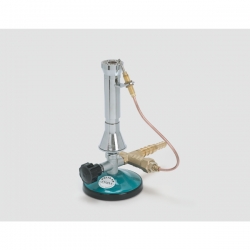 Meker in ottone nichelato Poligas "Sekur Flam" testa forata con rubinetto e regolatore d'aria Ø mm 20x175h 